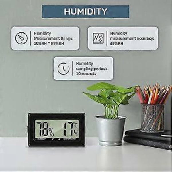 Mini Digital LCD Termometer Hygrometer Temperatur Fugtighedstester Termometer Bærbar Termo Hygrometer Indikator Til Kontor Køkken Humidorer Inkubator