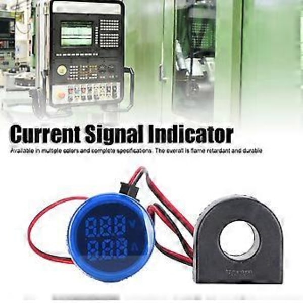 Strömsignalindikator Universal 2Display Rund Lamplampa 60~500V AC AD10122VAMBlå