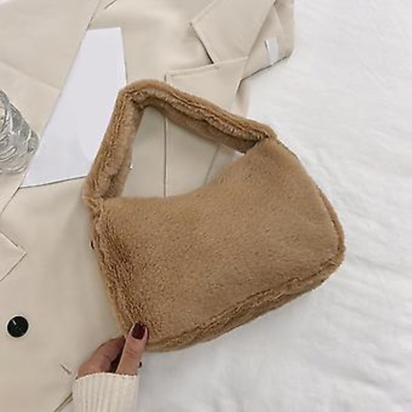 Dame Plys Tote Taske Simpel Skuldertaske Armhule Taske Stor Kapacitet Casual Håndtaske til Daglig Shopping Khaki One Size