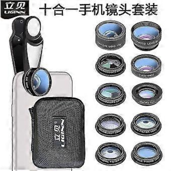 Fisheye Vidvinkel Makro/glaslins Tio-i-ett Lins Mobiltelefon Extern Lins