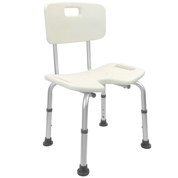 Height adjustable shower chair for the elderly with hole