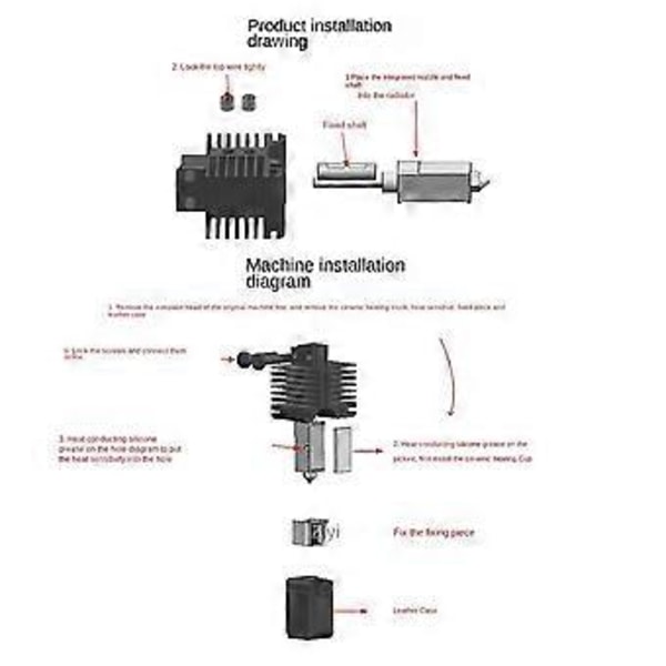 Til Bambu Labs Hotend P1P/P1S 3D-printere med aftagelig hærdet stål 0,4 mm dyse Hotend til Bambu Labs P1-serien