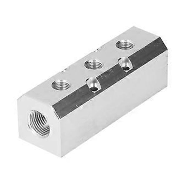 Luftfördelare Stort Flöde Aluminium Pneumatisk Block 40x40mm G1/2 Inlopp G1/4 Utlopp SY40-02-3F