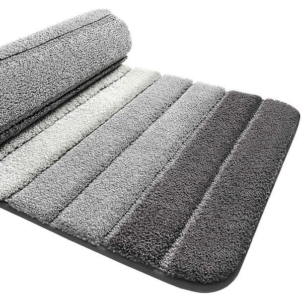 Halkskyddad badrumsmatta, extra mjuk badrumsmatta, maskintvättbar, vattenabsorberande, 40 x 60 cm, grå