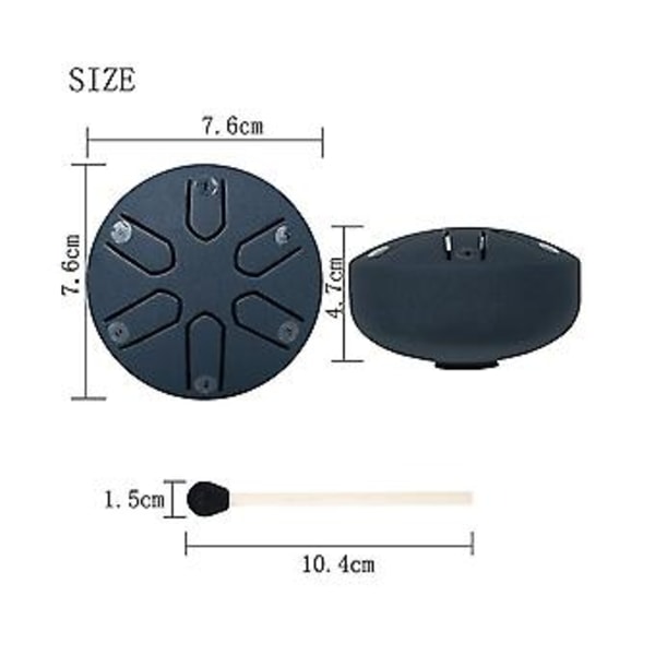 Mini Etal -rumpu 3 tuumaa 6 T Etal -rumpu aloittelijoille, teräsrumpu, lyömäsoitin