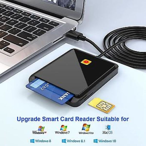 Bärbar Usb 2.0 Smart Card Reader & ID Bankkortläsare Dubbelkortplatsdesign För Windows Linu