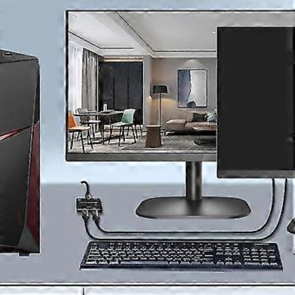 DisplayPort-kytkin, kaksisuuntainen manuaalinen 8K DP-jakaja 1.4, kaksoisnäyttökytkin