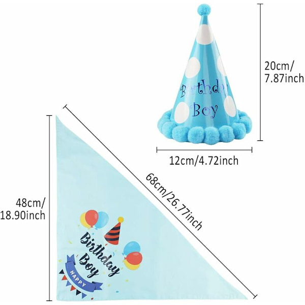 Syntymäpäiväkoiran bandana, koiran syntymäpäivähatulla, koiran bandana-juhlahattu puuvillakolmio bandana syntymäpäiväkoristeet Set-Fei Yu