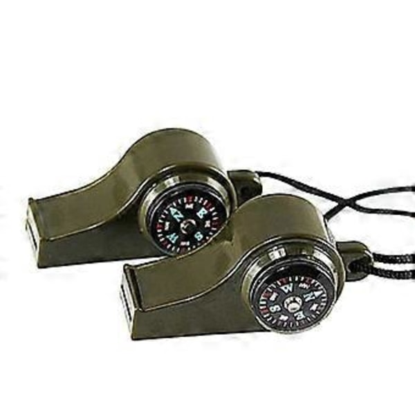 3 i 1 Nödsignal Visselpipa Kompass Termometer Cheerleading Visselpipa Camping Vandring Utrustning 2-pack