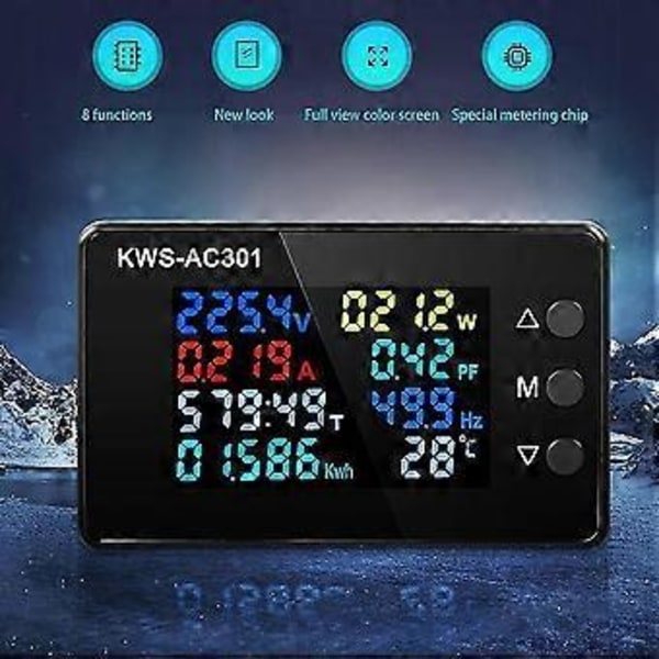 Digital Display Ström Voltmeter 50-300v Ac Wattmeter Multifunktionell Elmätare Effektdetektor