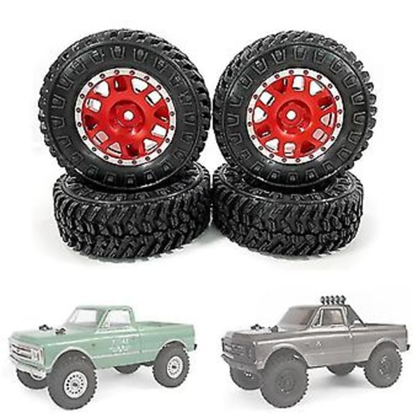 4 stk 1.0 Dekk Og Metall Bead Lås Felger Sett For 1/24 Rc Crawler Bil Axial Scx24 Fcx24 Enduro24 S,re