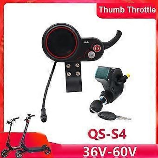 Qs-s4 36v-60v Tumgasreglage LCD-Display+3-stifts Tändningslåsnyckel För Zero 8 9 10 8x 10x Elscooter