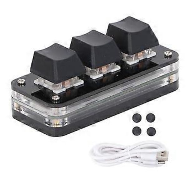 3 Tasters Mini Tastatur Industriell USB Tilpasset Blå Bryter Programmerbart Gaming Tastatur med RGB Lys