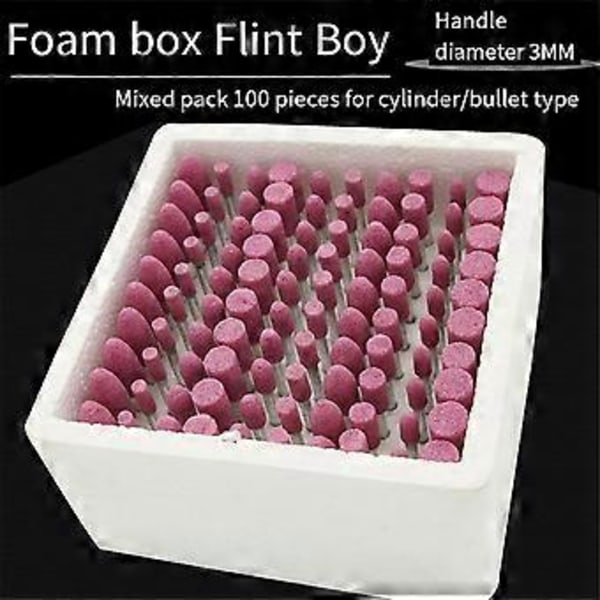 100 ST/Låda Slipsten Polering Sliphuvud Elektrisk Borr Bits Hjul 4-10mm för Borr Roterande Verktyg 3mm