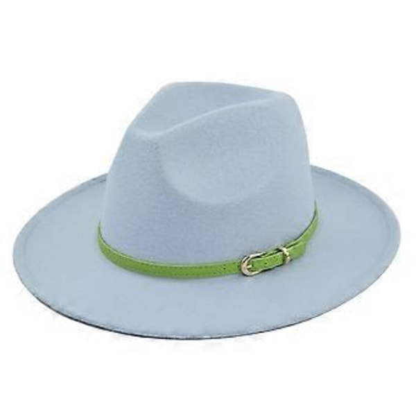 Klassisk retro jazzhat grønt bælte uldhat cowboyhat retro sort uld flad skygge hat