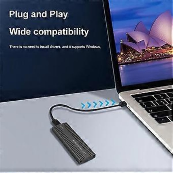 10Gbps NVME/SATA Dubbelprotokoll SSD-kapsling SSD-fodral Box USB 3.1 Typ till M.2 NGFF PCIe SSD Extern Kapsling - Svart