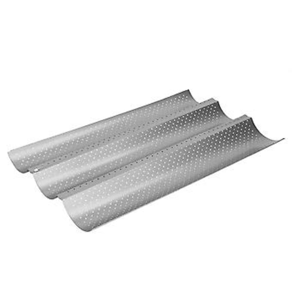 Non-stick Multispårs Vågig Form Franskt Bröd Pan Baguette Bakplåt Köksredskap (3 Spår)