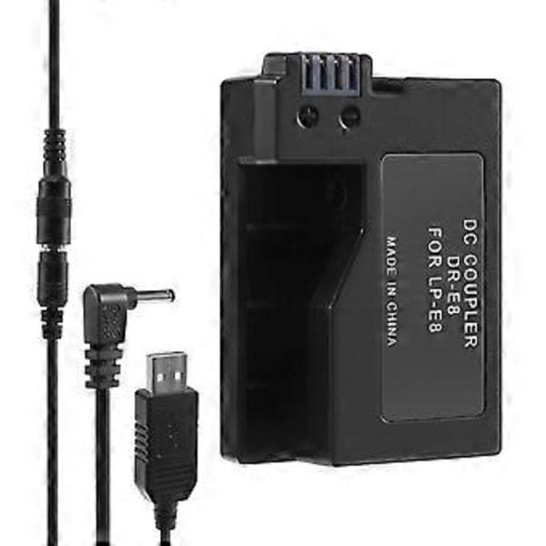 -E8 Dummy-akku DC-virtapankki USB-sovitinkaapelilla, korvaa LP-E8:n malleissa 550D, 600D, 650D, 700D DSLR-kameroissa