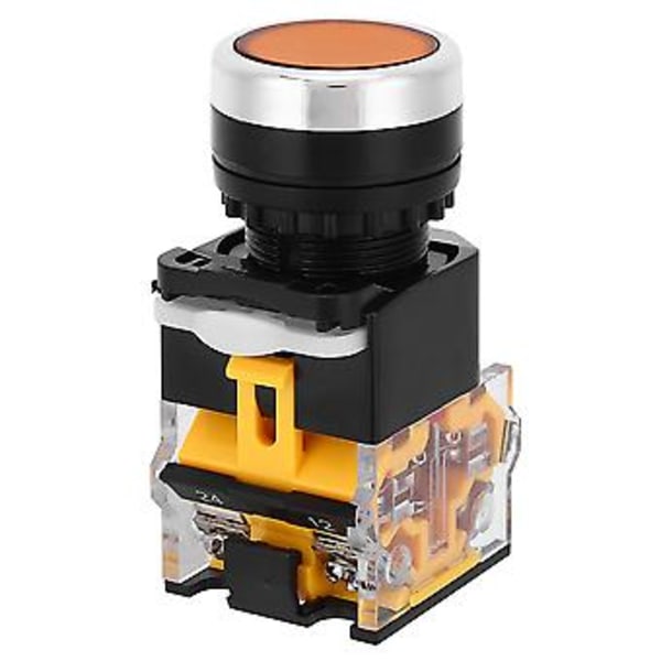 5st 22mm 37V-440V Tryckknappsbrytare Självåterställande Knappbrytare utan Lampa (Orange)