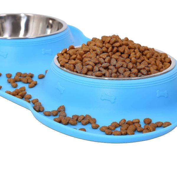 Sølsikker og sklisikker silikonmatte hundeskål 1 stk Blå