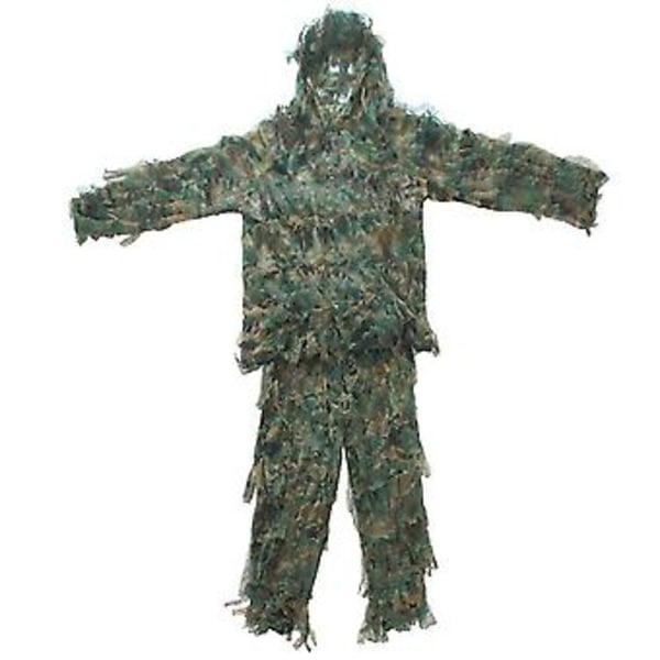 Herre Dame Børn Udendørs Ghillie Dragt Camouflage Tøj Jungle Cs Træning Blade Beklædning Jagtbukser Hætte Cool