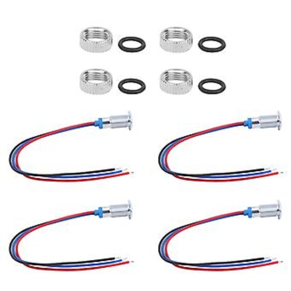 4 Sæt LED Indikatorlys Fælles Katode Lampe Industrielle Kontrolkomponenter 8mm 110‑220V Rød og Blå