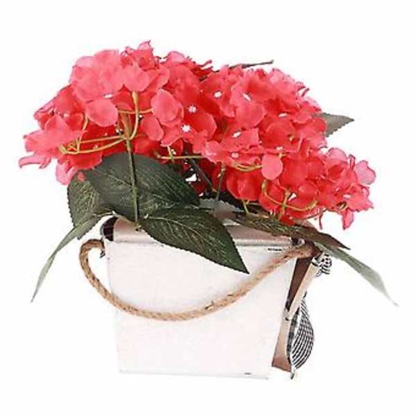 Röd Geranium Tunna Krans Ytterdörr Röd Geranium Korg Krans Svart och Vit Rutig Rosett Simulation Grönska
