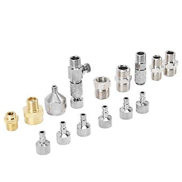 15 st Airbrush Adapter Set Rostfritt Stål Airbrush Snabbkoppling Kopplingar Anslutningskit