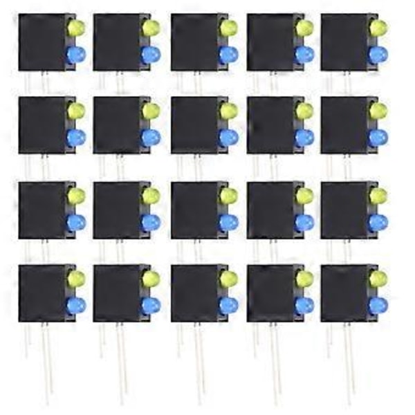 100 st LED-ljushållare 90 graders böj dubbla hål industriella delar svart upp gul ner blå