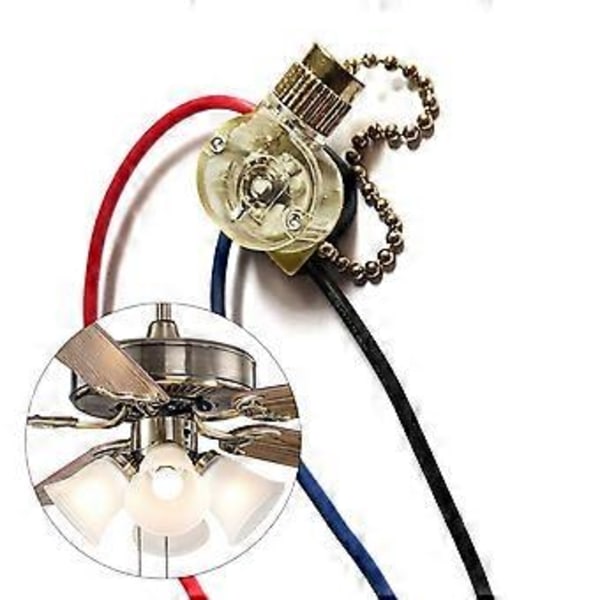 3-leder Kulekjede Bryter for Taklampe Vifter Vegglamper Lampe