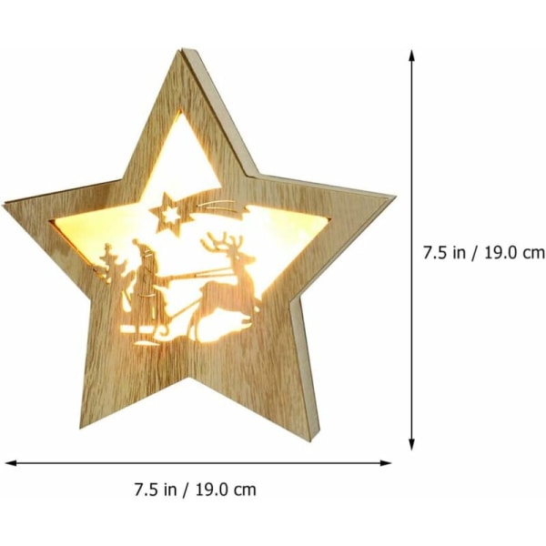 LED-julestjerne dekorativ stjernependel trestjernebelysning lysende stjerne trestjerne Julepynt stemningslys tredekorasjon ch