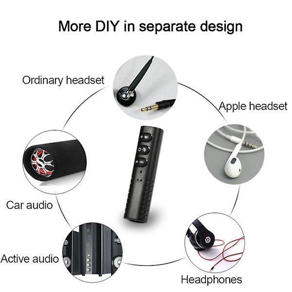 Bluetooth-adaptermodtager, bærbar håndfri Bluetooth 4.2-lydadapter, bilsæt & mini 3,5 mm aux trådløs lydadapter til hovedtelefoner