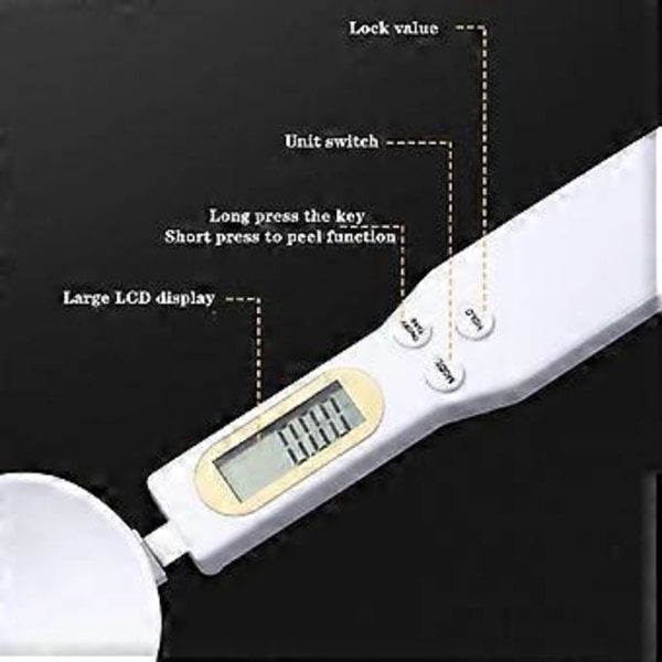 Bärbar LCD Digital Köksvåg 500g/0.1g Mätsked Gram Elektronisk Sked Vikt Massa Matvåg