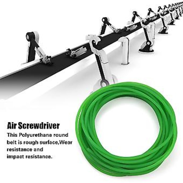Grönt PU Polyuretan Rundrem med Grov Yta för Drivtransmission (4mm*10m)