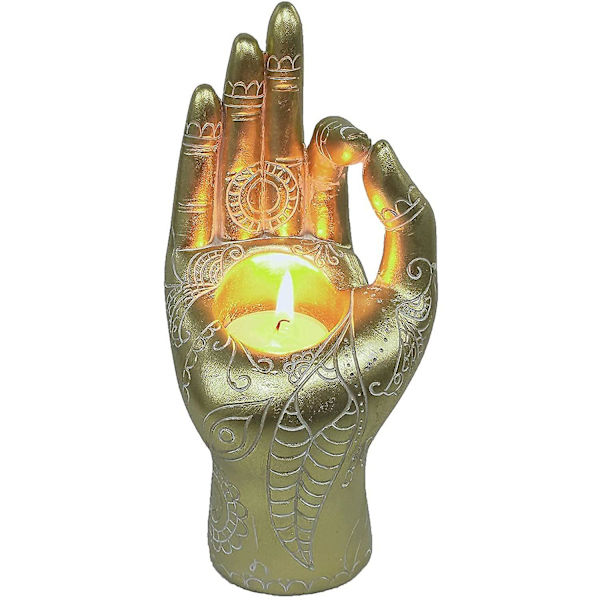 Buddha Yoga Ljusstakar Mudra Hand Bordsljus Dekoration Statyer Hemmakontor Samlarobjekt Figurer Avslappnande Present