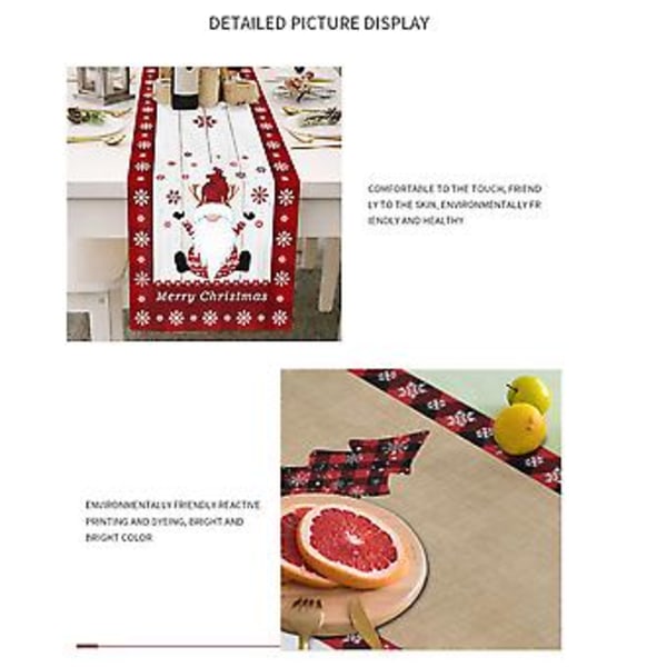 Juldekoration, Jul Tomte Bordslöpare Dvärg Randig Bomull och Linne Duk Jul Tomte Bordslöpare Världsklass Design