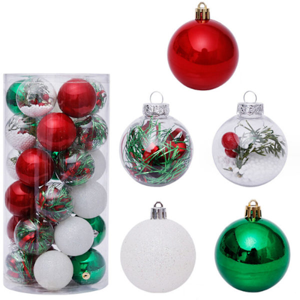 6cm Christmas Ball, 30pcs Shatterproof Plastic Christmas Tree Balls Ornaments Christmas Tree Decorations Xmas Balls Hanging Pendants Party Festival