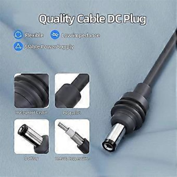 Ny Strömkabel 1M för Batteri för Mini Laddare Adapter till DC Ström 18AWG Kabel Sladd Kontakt