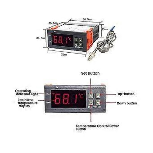 Zfx-7016k Intelligent Högtemperaturregulator Digital Termostat Regulator 999 Graders Ugnskontroll
