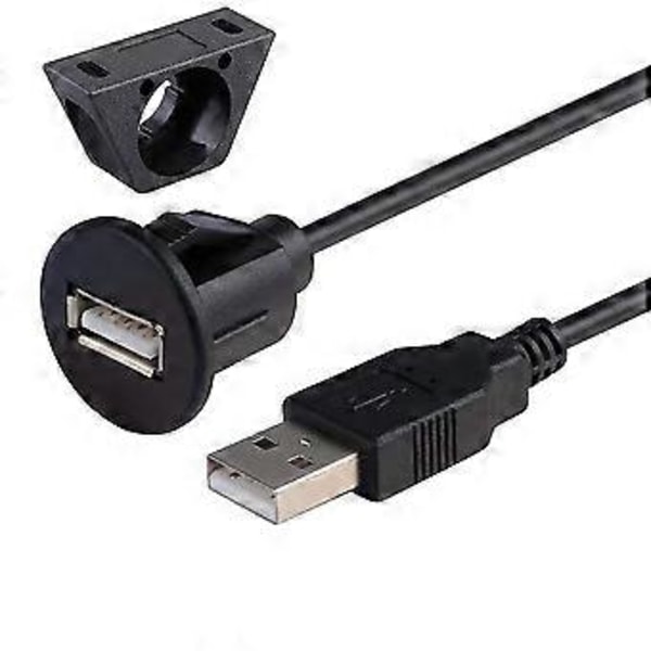 1m Sokkelkabel Usb2.0 Bilmontering Hann til Hunn Skjøteledning Dashbordpanel Firkantet Audio L