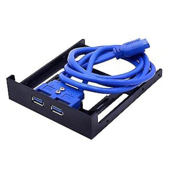 2 Portar USB 3.0 Frontpanel Diskettenhetsfack 20 Pin USB3.0 Hub Expansionskabel Adapter Plastfäste
