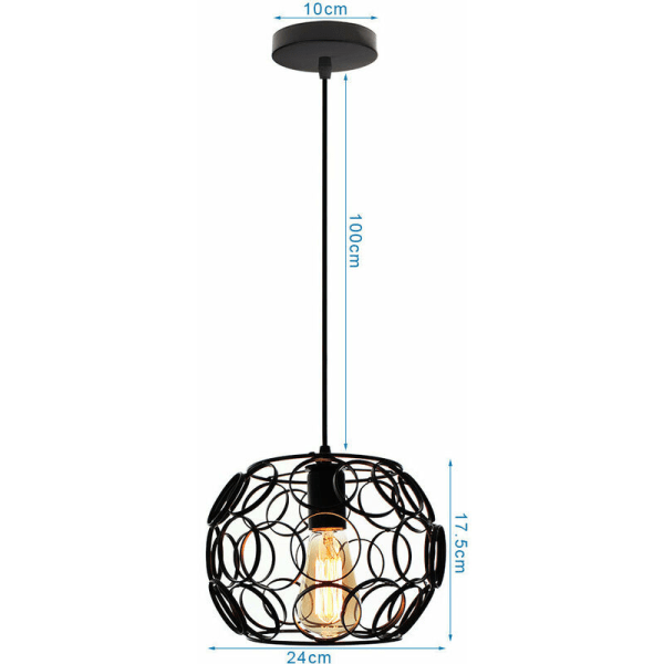 Modern takhängande lampa metall hängande lampa svart sfärisk ljuskrona lampskärm