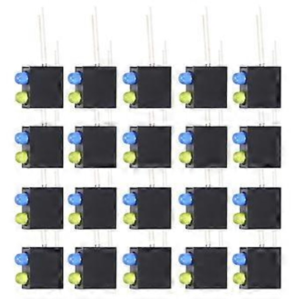 100 st LED-ljushållare 90 graders böj dubbla hål industriella delar svart upp gul ner blå