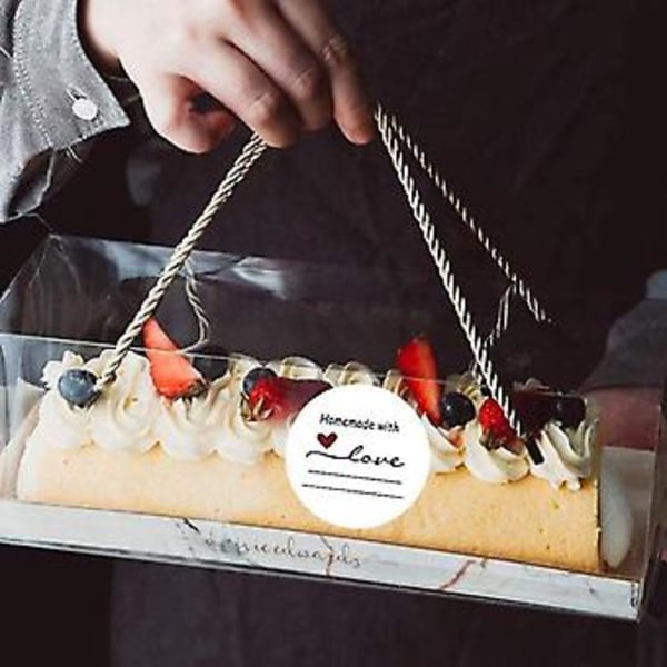 Itse tehty rakkaudella -tarra viivoilla kirjoittamista varten, pyöreät lahjalaput, lahjatarrat, käsintehdyt tarrat