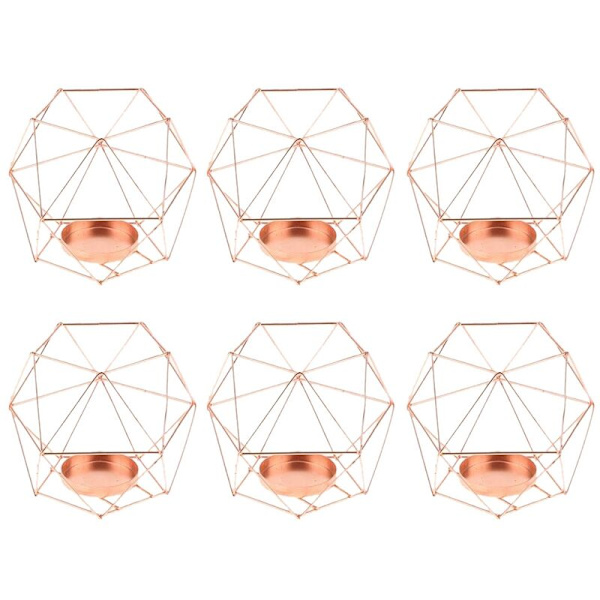 6 st geometriska serie Tealight ljusstake bordsdekoration bröllop evenemang fester dekor guld