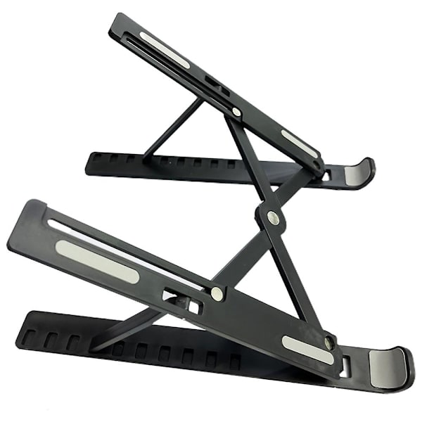 Bærbar computer stand, foldbar og justerbar ABS bærbar computer stand til tablet computer, ergonomisk bærbar computer stand stabil og solid sort