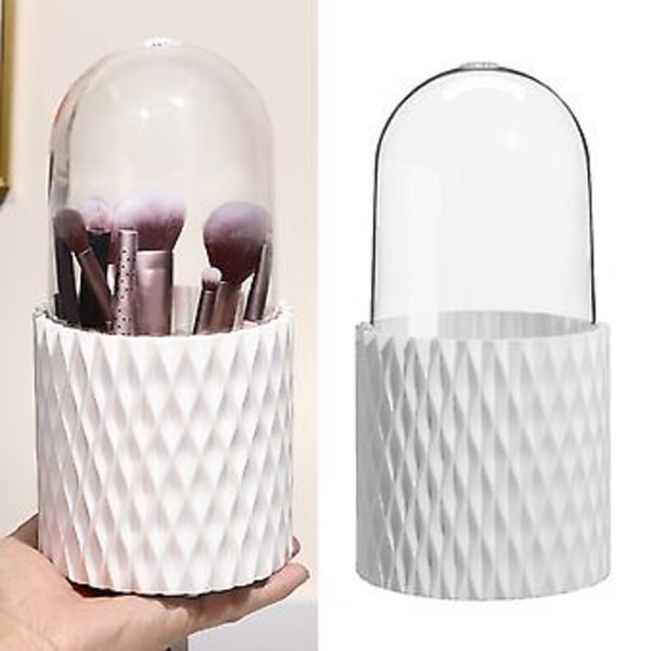 Makeup Børste Organizer Plast Støvtæt Roterende Design Makeup Børsteholder til Toiletbord Badeværelse