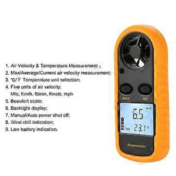 Standard Intelligence GM816 Digital Anemometer Vindhastighedsmåling/Ventilator Aircondition Computer Vindhastighedsmåling Anemometer