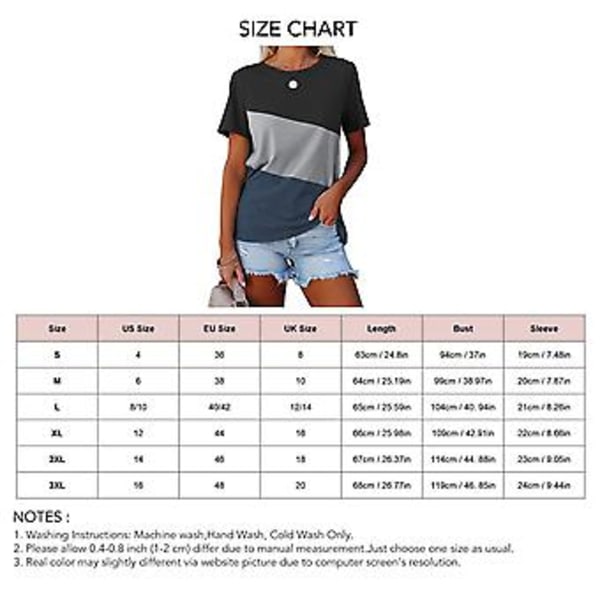 Crew Neck T-shirt til Kvinder Løs Farvekombination Casual Kortærmet Åndbar Dame Kortærmet Skjorte til Kontor Mørk Orkide 3XL