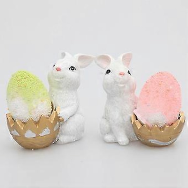 2 stk. Resin Kanin Dekorationer Forår Påske Kanin Figurer Til Have Hjem